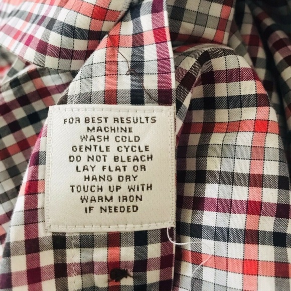Peter Millar | Button Front Dress Check Shirt Medium Red Striped Button Cuff - Picture 8 of 9